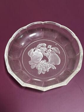 Vtg Val St Lambert Crystal Salad Bowls 6" Etched Scallop Belgium Xmas